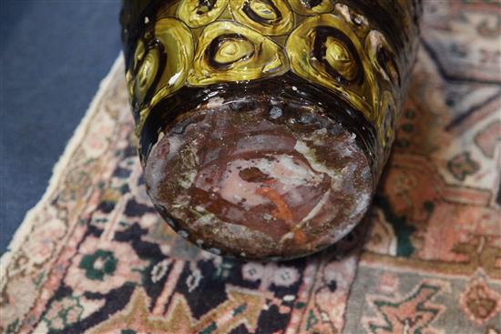 A massive C.H Brannam pottery ovoid fish vase, dated 1901, height 30in.
